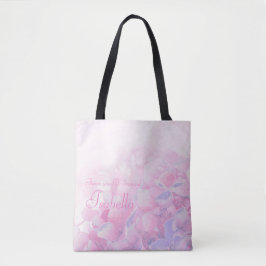 Bolsa de mano personalizada de hortensias rosadas