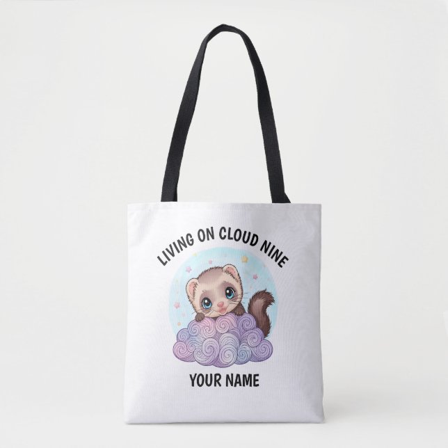 Bolsa de mano personalizada de hurón adorable con  (Anverso)