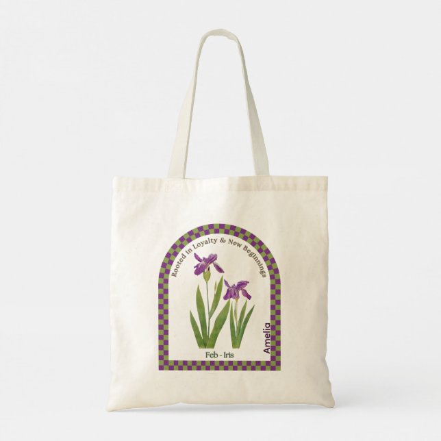 Bolsa de mano personalizada de la flor del mes de  (Reverso)