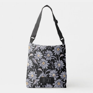 Bolsa de mano personalizada de margaritas gris pla