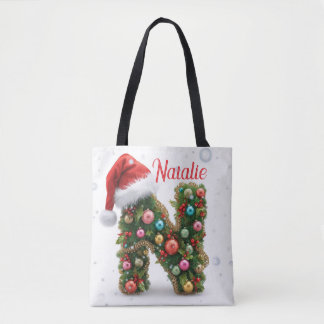 Bolsa de mano personalizada de Navidad con inicial