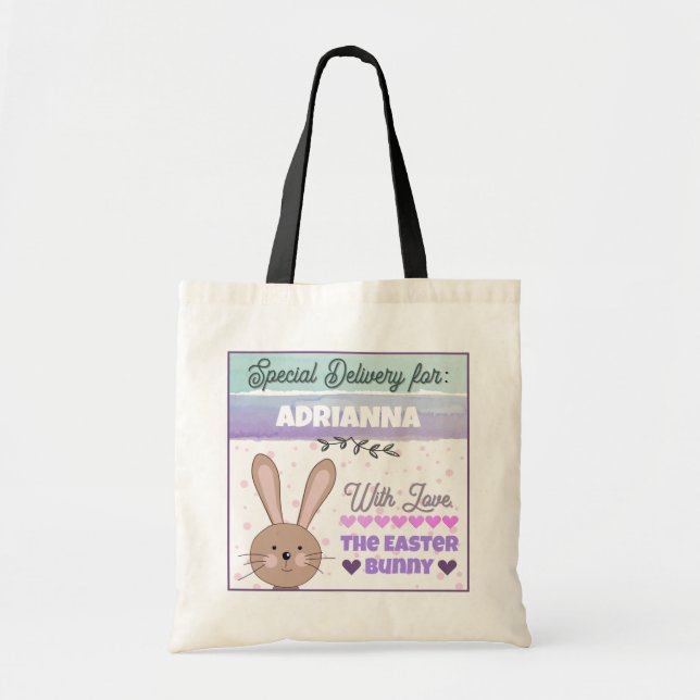 Bolsa de mano personalizada del conejo de Pascua (Frente)
