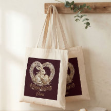Bolsa de mano personalizada del conejo de Pascua v