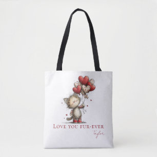 Bolsa de mano personalizada Love You Fur-Ever Gato