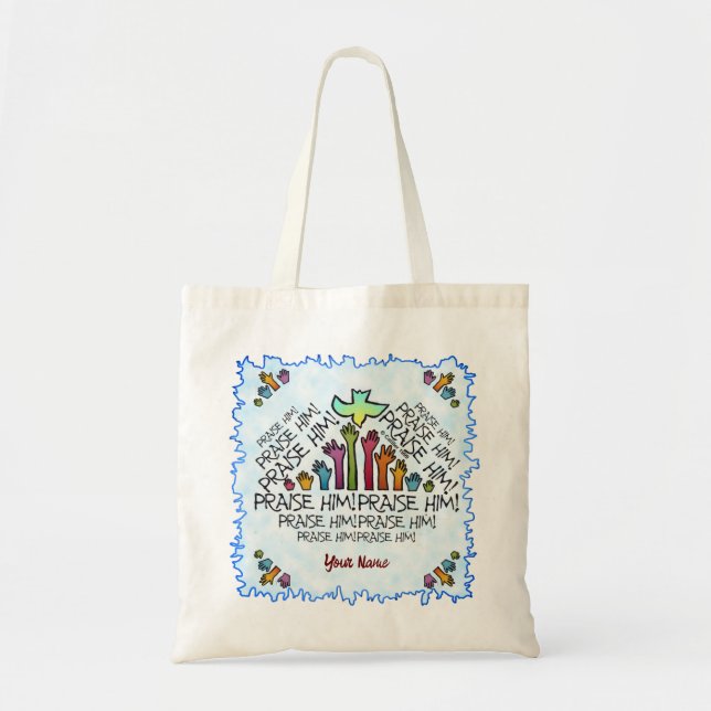 Bolsa de mano Praise Him cristiana (Frente)