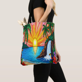 Bolsa de mano puesta de sol tropical de vidrio emp