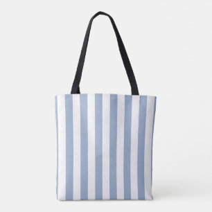 Bolsa de mano, raya vertical azul y blanca