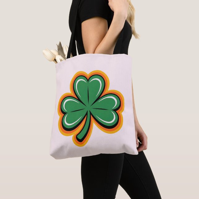 Bolsa de mano Retro Groovy Shamrock St Patrick's (Detalle)