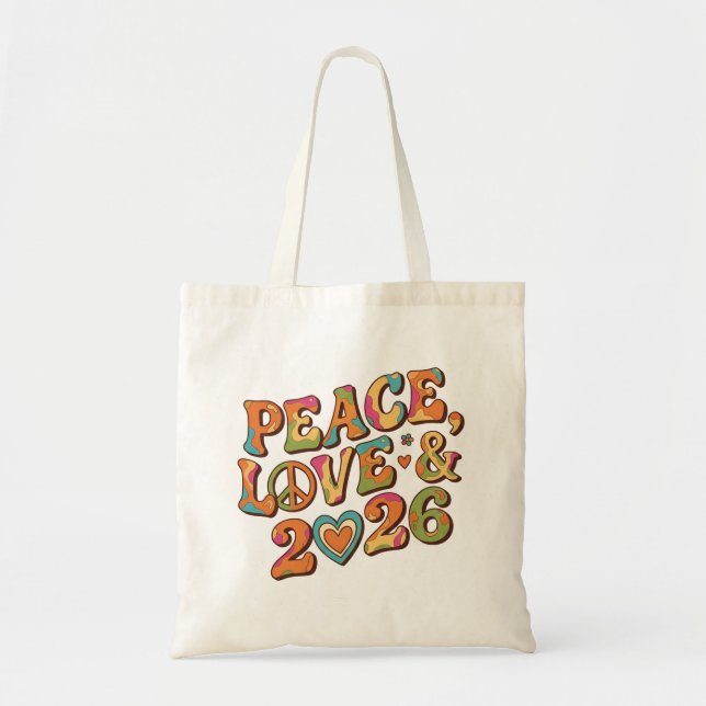 Bolsa de mano Retro Paz Amor 2026 Groovy (Frente)