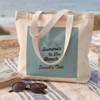Bolsa de mano Retro Summer is the Beach con nombre