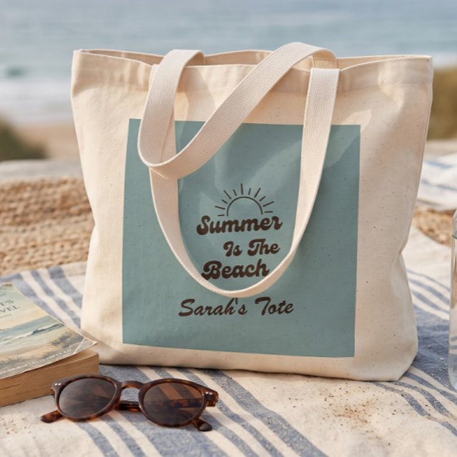 Bolsa de mano Retro Summer is the Beach con nombre (Subido por el creador)