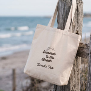 Bolsa de mano Retro Summer is the Beach con nombre