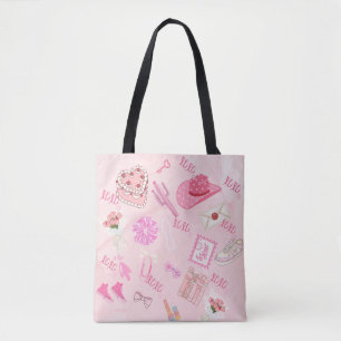 Bolsa de mano rosa kawaii femenina.