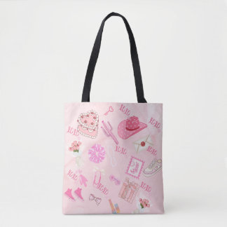 Bolsa de mano rosa kawaii femenina.