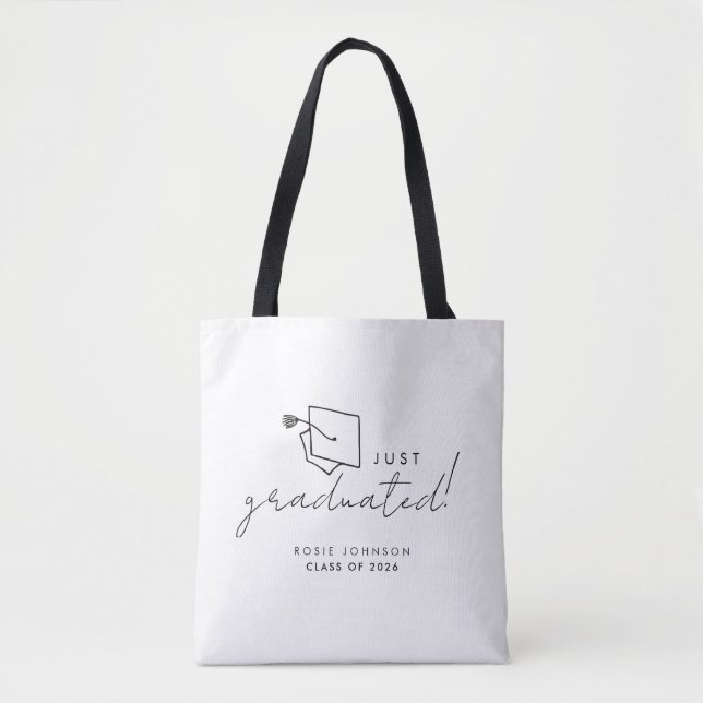 Bolsa de mano simple en blanco y negro para gradua (Anverso)