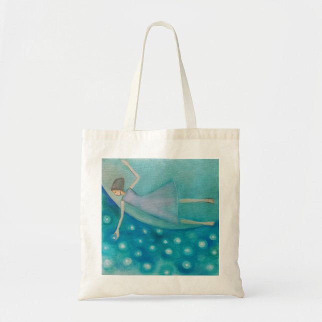 Bolsa de mano soñadora de niña y cielo estrellado  (Frente)