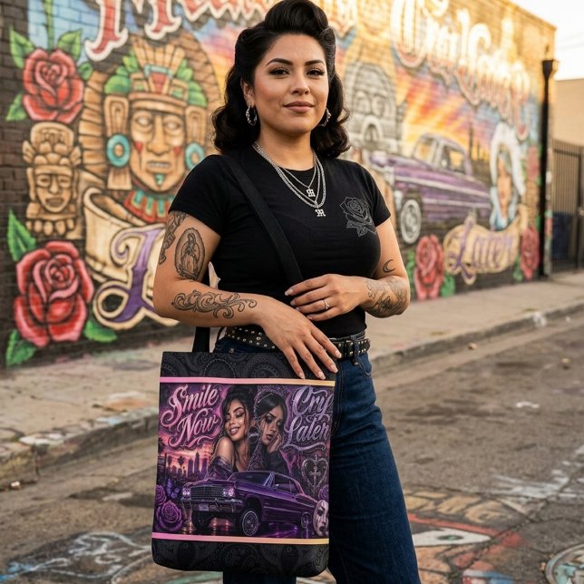 Bolsa de mano Sonríe ahora Llora después (Smile now Cry later tote bag)