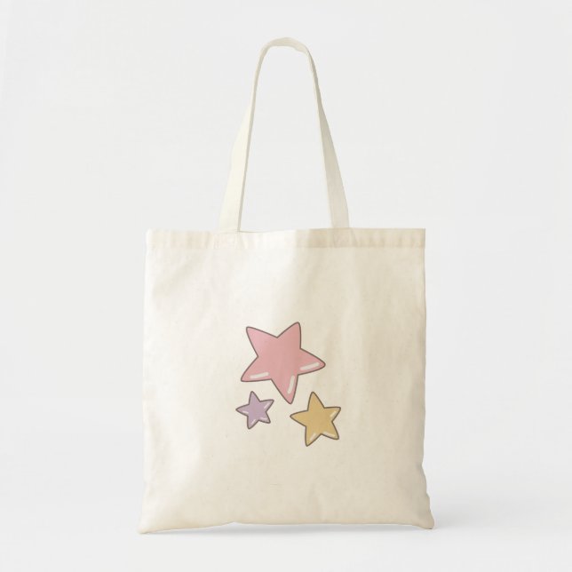 Bolsa de mano Sweet Pink and Yellow Star Doodle (Frente)