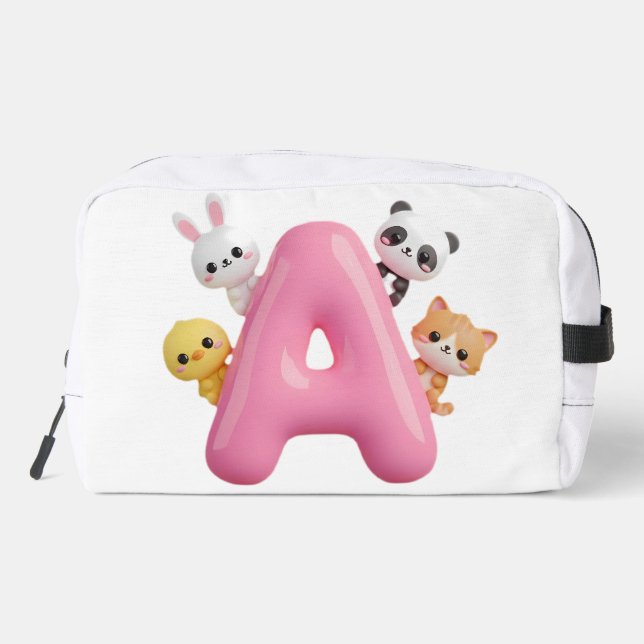 Bolsa de manualidades con letra A de globo rosa y  (Reverso )