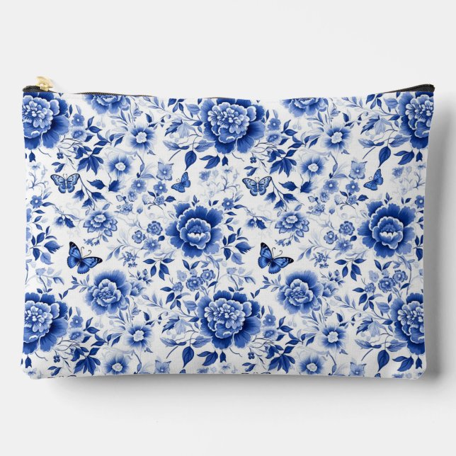 Bolsa de maquillaje azul Chinoiserie (Anverso)