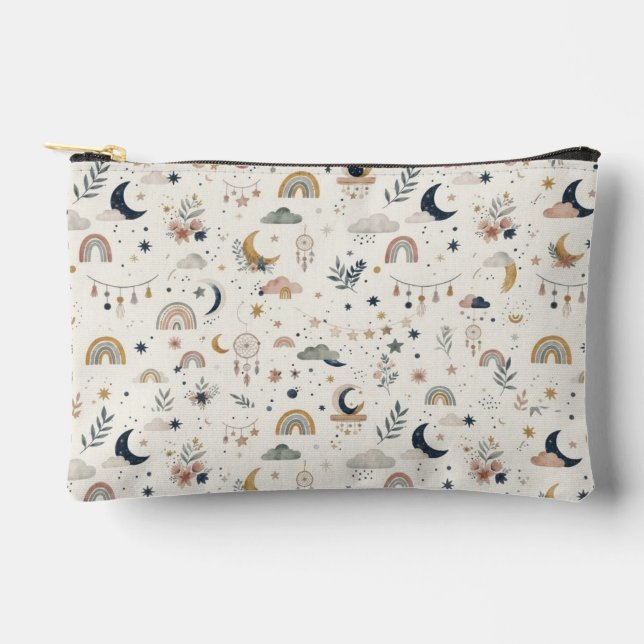 Bolsa de Maquillaje Boho Celestial| Luna y Estrell (Anverso)