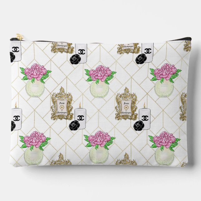 Bolsa de Maquillaje con Ilustración de Champán Flo (Anverso)