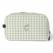 Bolsa de maquillaje con monograma de gingham verde