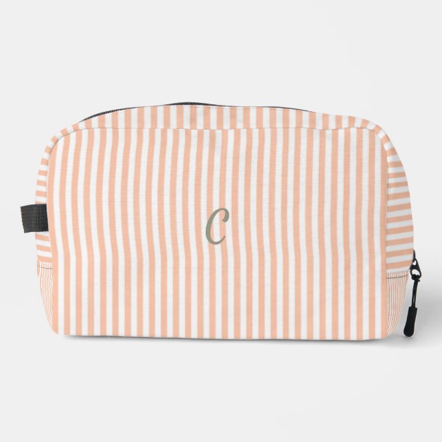 Bolsa de Maquillaje con Monograma de Rayas Melocot (Anverso)