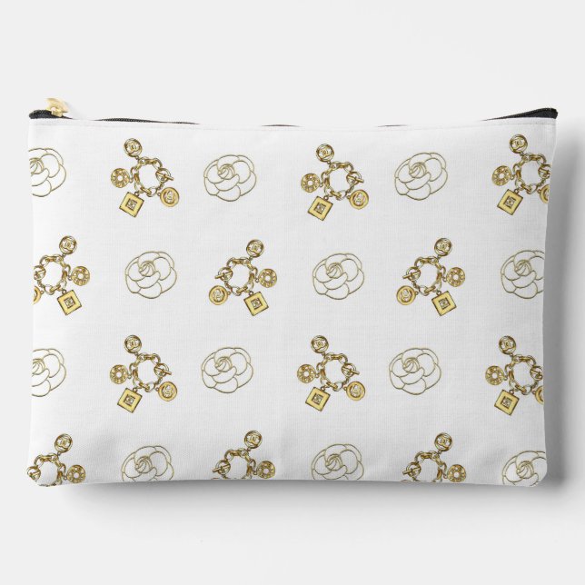 Bolsa de Maquillaje con Patrón de Amuleto Dorado C (Anverso)