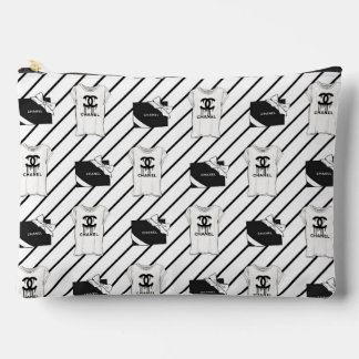 Bolsa de Maquillaje con Patrón de Moda en Negro y