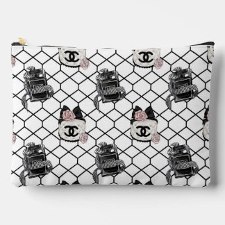 Bolsa de Maquillaje con Patrón de Perfume Negro y