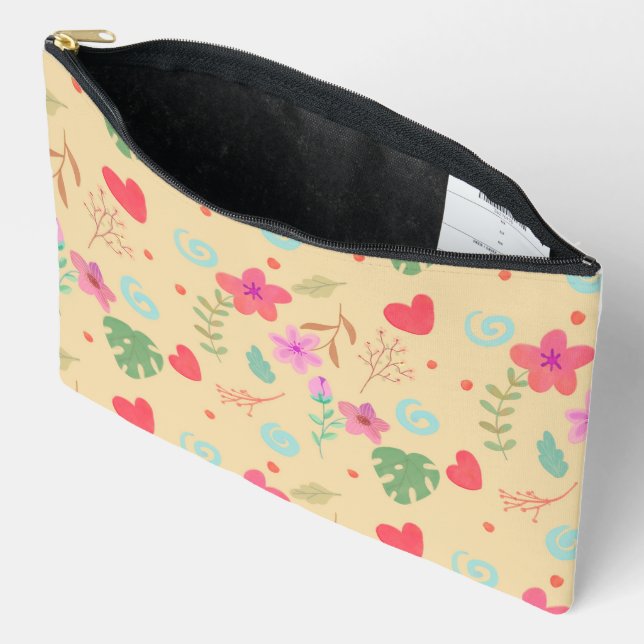 Bolsa de Maquillaje de Acuarela Floral Tropical Ca (Abierto)