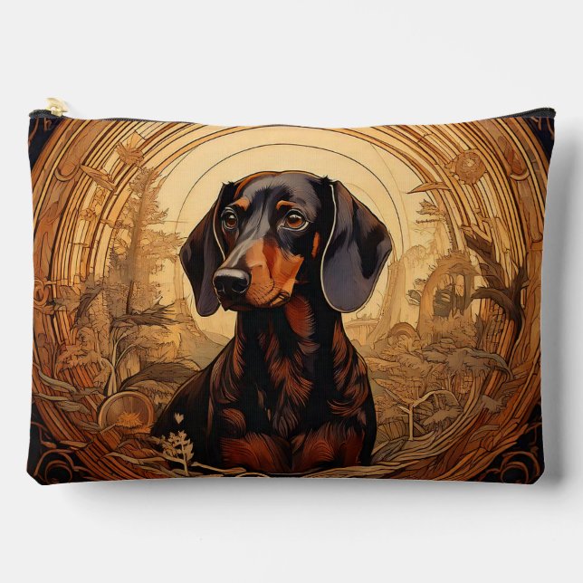 Bolsa de maquillaje de Art Nouveau Dachshund (Anverso)