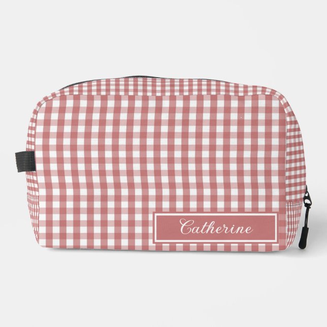 Bolsa de Maquillaje de Cuadro Rojo Adorable (Anverso)