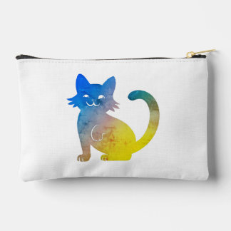 Bolsa de Maquillaje de Gato con Acuarela Colorida