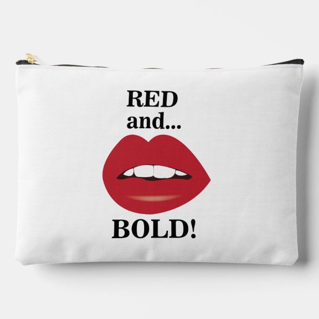 Bolsa de maquillaje de los labios rojo y negrita (Anverso)
