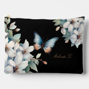 Bolsa de maquillaje de mariposa floral elegante