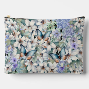 Bolsa de maquillaje de mariposas florales elegante