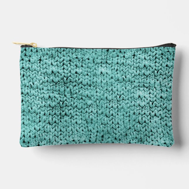 Bolsa de maquillaje de punto teal impresa (Anverso)