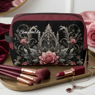 Bolsa de maquillaje de viaje de rosas góticas pers