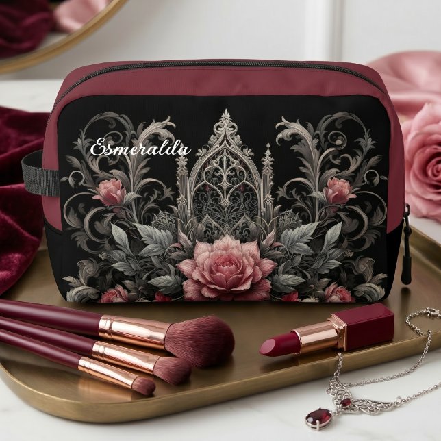 Bolsa de maquillaje de viaje de rosas góticas pers (Subido por el creador)