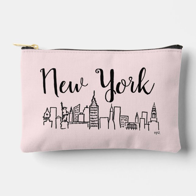Bolsa de maquillaje del Ilustracion Skyline de NYC (Anverso)