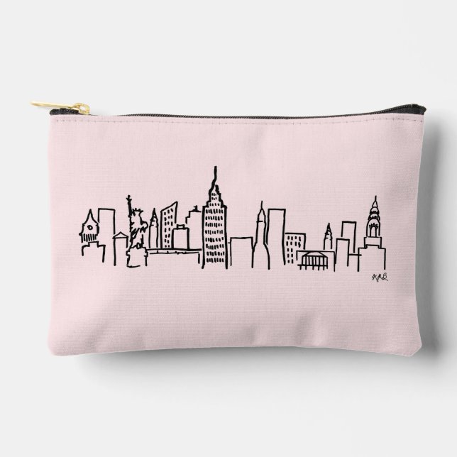 Bolsa de maquillaje del Ilustracion Skyline de NYC (Anverso)