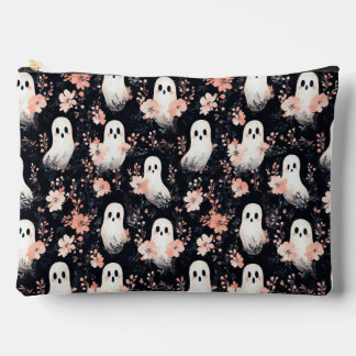 Bolsa de maquillaje fantasma de Halloween floral