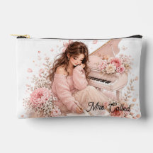 Bolsa de maquillaje floral de piano suave rosa edi