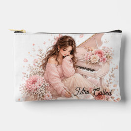 Bolsa de maquillaje floral de piano suave rosa edi