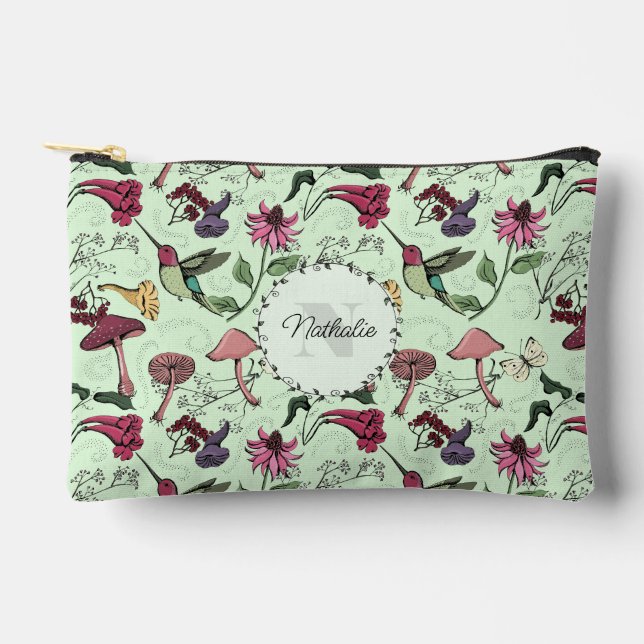 Bolsa de maquillaje floral del colibrí de primaver (Anverso)