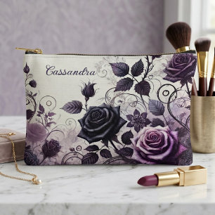 Bolsa de maquillaje floral gótica oscura personali