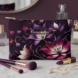 Bolsa de maquillaje floral gótica oscura personali