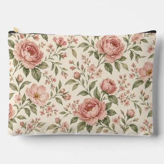 Bolsa de Maquillaje Floral Rosa Polvo con Hoja Ver